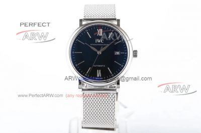  MKS factory Swiss Clone IWC Portofino Blue Dial SS Mesh Bracelet